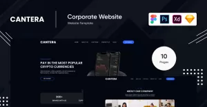 Cantera - Crypto Currency Landing Page Figma and Photoshop