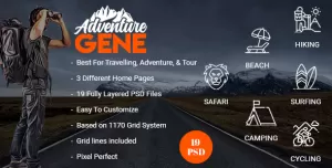 AdventureGene - Travel Adventure & Tours PSD Template