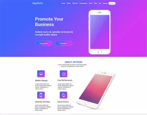 Appsom - App Landing PSD Template