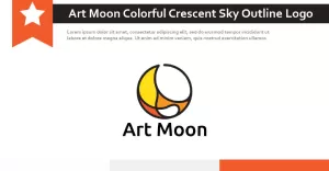 Art Moon Colorful Crescent Sky Outline Logo - TemplateMonster