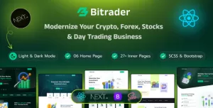 Bitrader - Modern Crypto, Stock, and Forex Trading React ,Next js Template