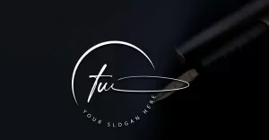 Calligraphy Studio Style TU Letter Logo Design