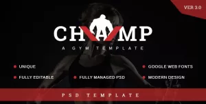 Champ - Gym, Fitness PSD Template