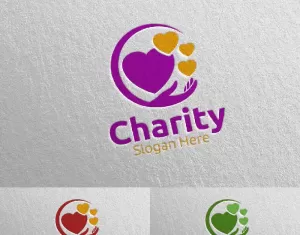Charity Hand Love Design 3 Logo Template - TemplateMonster