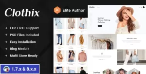 Clothix - Minimal Fashion Store Prestashop 1.7 & 8.x Responsive Theme