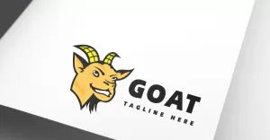 Cool Funny Animal Head - Smiling Goat Logo - TemplateMonster