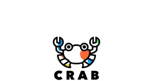 Crab line art outline logo template