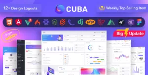 Cuba- HTML, React, Angular 16, Vue 3 JS, Nuxt, Nodejs, Asp.Net  & Laravel Admin Dashboard Template