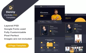 Denny – Personal Portfolio PSD Template - TemplateMonster