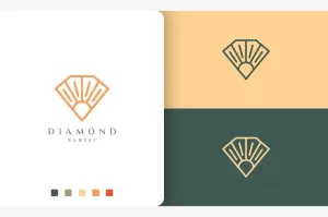 Diamond Sun Logo Unique Line Art Style - TemplateMonster