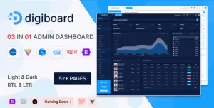 Digiboard - Multipurpose Admin Dashboard Template HTML + VueJs + Reactjs +Nextjs + Nuxtjs + Laravel