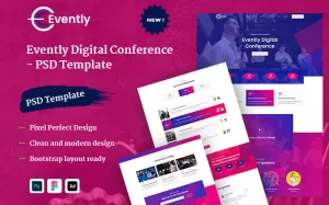 Evently Digital Conference - PSD Template - TemplateMonster