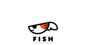 Fish line art outline simple design logo - TemplateMonster