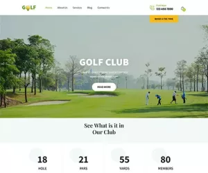 Free golf club WordPress theme for golfing course resort events