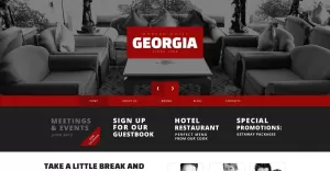 Free Red Contrast Hotel WordPress Design - TemplateMonster