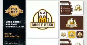 Ghost Beer Retro Vintage Logo Design - TemplateMonster