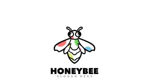 Honeybee mascot line art outline logo - TemplateMonster