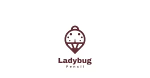 Ladybug Pencil Line Art Logo