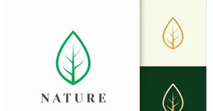 Leaf Logo in Simple Line Shape for Beauty and Health Brand