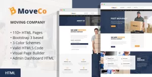 MoveCo - Moving Company HTML Template with Visual Builder and Admin Dashboard