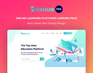 Online Learning Platform Landing Page PSD Template