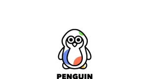 Penguin line art outline design logo - TemplateMonster