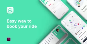 Taxi Booking App UI Kit for Adobe XD