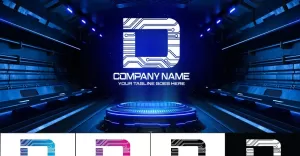 Technology D Letter Logo Design-Brand Identity