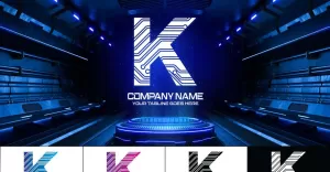 Technology K Letter Logo Design-Brand Identity