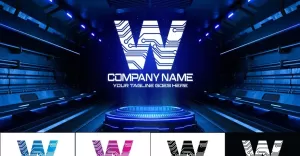 Technology W Letter Logo Design-Brand Identity