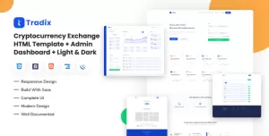 Tradix - Cryptocurrency Exchange HTML Template + Admin Dashboard + Light & Dark