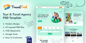 Travel Trek - Tour and Travel Agency  PSD Template
