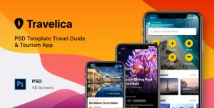 Travelica - PSD Template Travel Guide & Tourism App