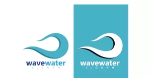 Wave water beach blue logo and symbol vector v14