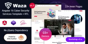 Waza - Cyber Security Services Company Angular 16 Template
